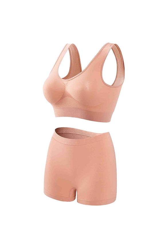 Wirefree Sports Bra and Panty Set for Women Seamless Push Up Breathable Comfortable Daily Underwear Set