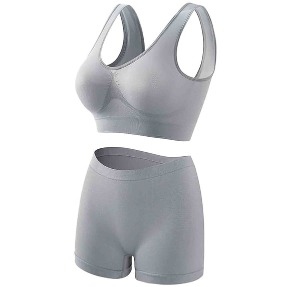 Npasoilc Wirefree Sports Bra and Panty Set for Women Seamless Push Up Breathable Comfortable Daily Underwear Set