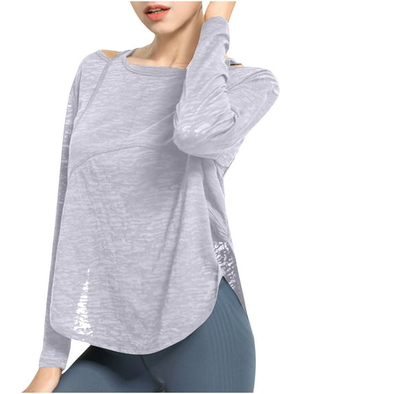 Npasoilc Workout Sun Shirt For Women Casaul Long Sleeve Workout Sun Protection Shirts Outdoor Gym Hiking Tops Quick Dry Lightweight Shirts