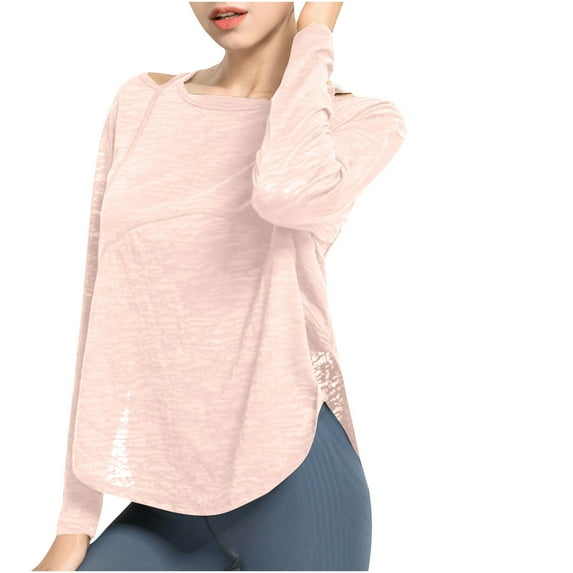 Npasoilc Workout Sun Shirt For Women Casaul Long Sleeve Workout Sun Protection Shirts Outdoor Gym Hiking Tops Quick Dry Lightweight Shirts
