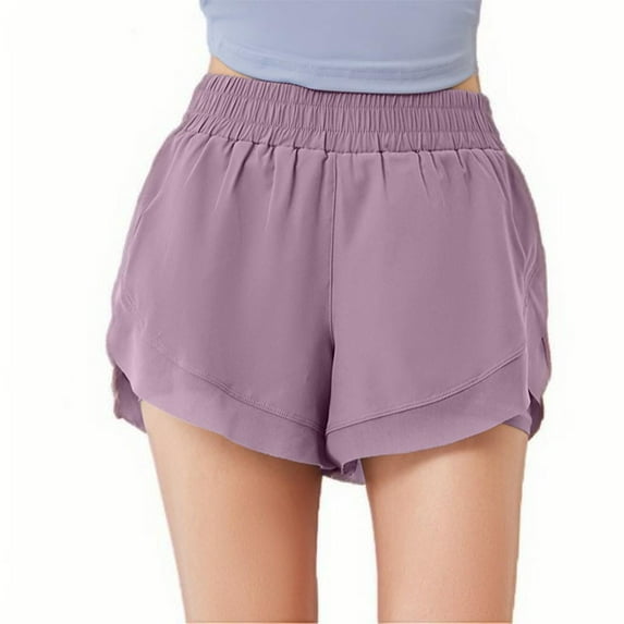 Npasoilc Yoga Shorts for Women Elastic Waist Mesh Shorts Breathable Seamless Athletic Running Shorts Casual Loose Gym Workout Shorts