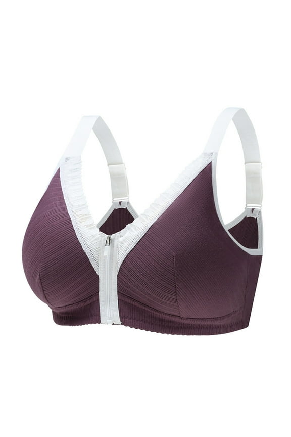 Zip Front Sports Bra Workout Yoga Bra With Adjustable Convertible Straps Wireless Post Surgery Bra Active Yoga Bras Everyday Bra