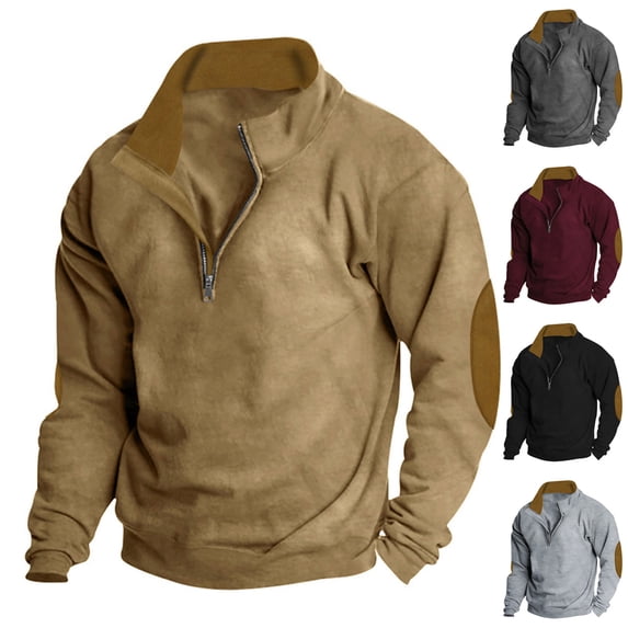 Npasoilc Zip Sweatshirt For Men Long Sleeve Pullover Sweatshirt Fashion Men Winter Zipper Casual Long Sleeve-Neck Sweatshirt