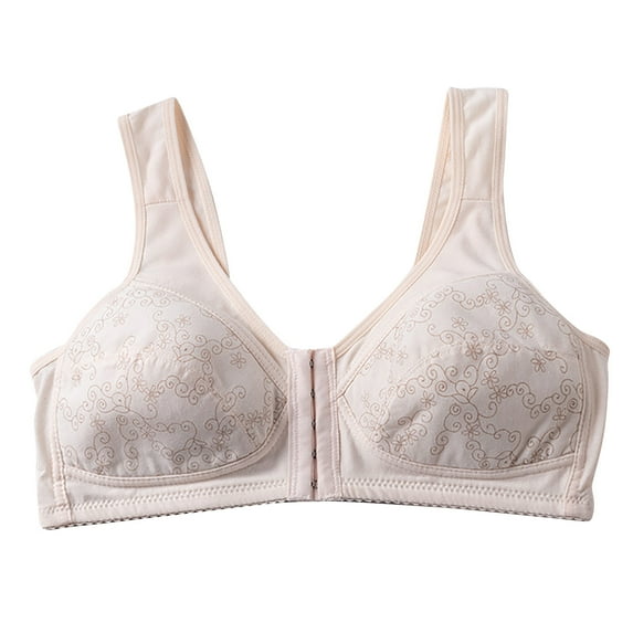 Npasoilc front open bras for women full coverage Wireless Bra No UnderwireWomen's Large Size Solid Color Front Buckle Without Steel Ring Sponge And Seamless Underwear Daily Bra