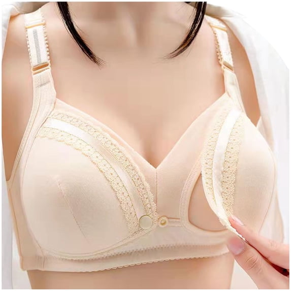 Npasoilc front open bras for women full coverage bra no Underwire Woman's Nursing Bra Front Release Glossy Comfortable Breathable Bra Underwear No Rims