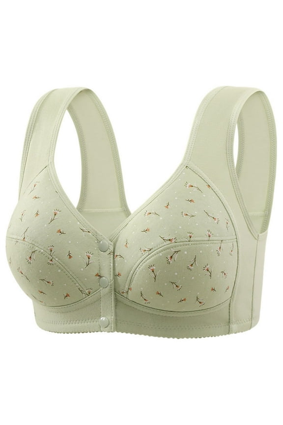 front open bras for women full coverage bra no Underwire Women's Printed Front Button Plus Size Underwear Cup Without Steel Ring Side Folding Breathable Thin Cup Style Bra