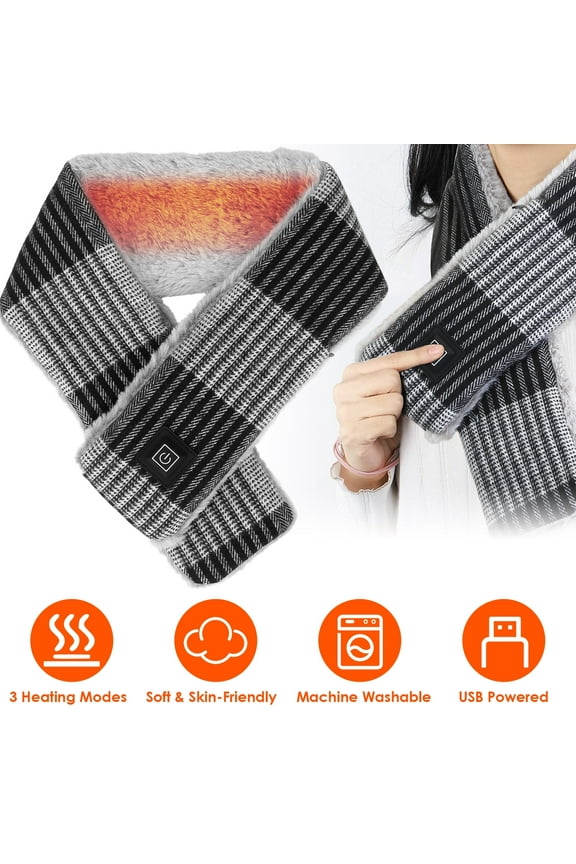 Heated Scarf for Men Women, Winter Electric Neck Warmer with 3 Heat Settings (Power Bank Not Included)