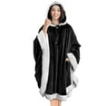 thumbnail image 1 of Npolar Hoodie Blanket Wrap Wearable Hoodie Snuggle Robe Sweatshirt Soft Lined Cuddle Poncho Cape with Hat 2 Pockets Buttons, Black, 1 of 6