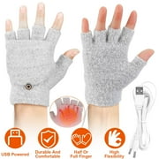 Npolar USB Wool Heated Gloves Mitten Half Fingerless Glove Electric Heated Gloves for Laptop PC Grey