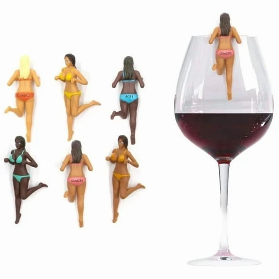 Npw Bosom Buddies Drink Markers 6 Pack Wine Cocktail Margtini Glass Fun Party