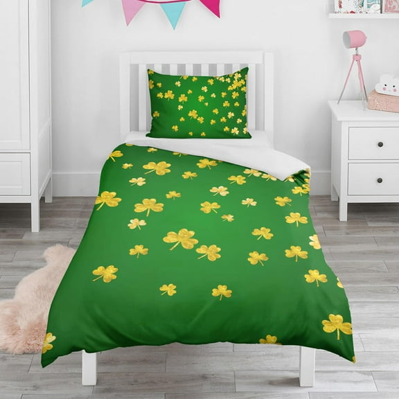 Nqhsionv Children's Bed Cover with Lovely Four-leaf Clover Pattern Quilt Covers