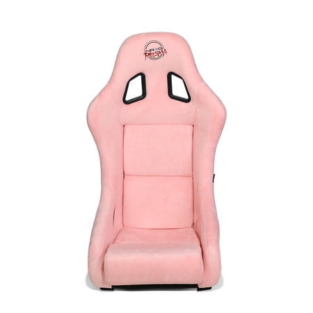Nrg Innovations NRG-FRP-303PK- Prisma Series Fiber Glass Bucket Racing Seat Pink Alcantara with Side Mounts, Medium