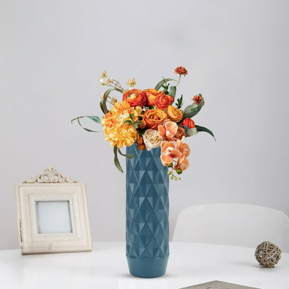 Nrmrqz 12" Plastic Decorative Vase | Imitation Glazed Finish Flower Pot | Blue/Pink/White | 30.5cm Tall | Living Room & TV Cabinet Decor | Dried/Fresh Flower Arrangement
