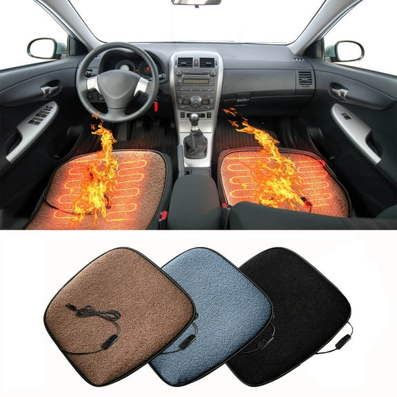 Nrmrqz 12V Car Heating Pad | USB-Powered Heated Cushion | 46x45cm Auto Seat Warmer | 3-Temperature Settings | Portable Travel Heating Mat for Cold Weather Comfort