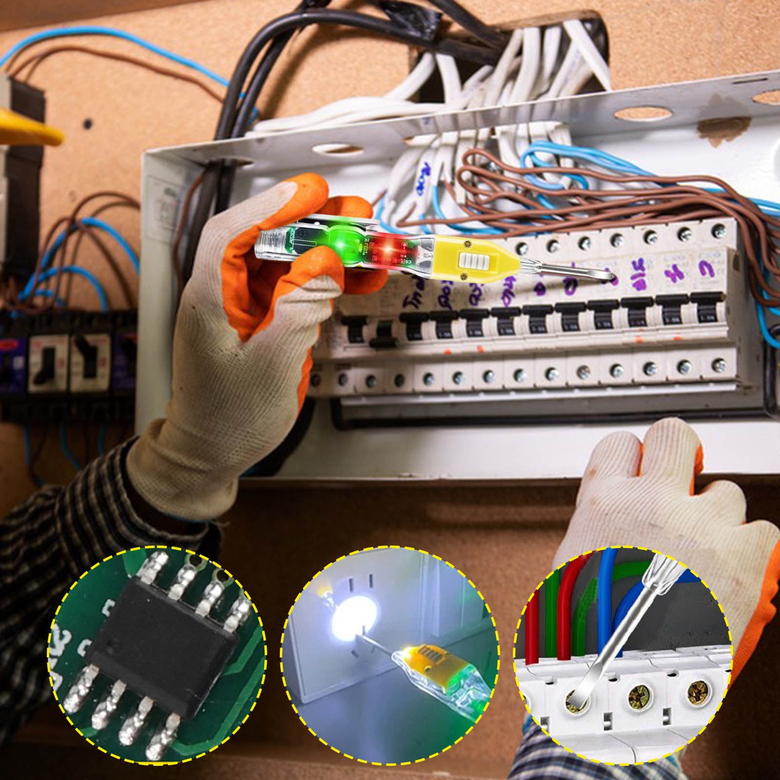 Nrmrqz 3-in-1 Magnetic Voltage Tester Screwdriver with Flashlight