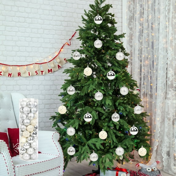 Nrmrqz 50-Piece Christmas Ornament Set | 2.36-Inch Plastic Painted Balls | Colorful Tree Decorations for Holiday Party & Festive Home Decor