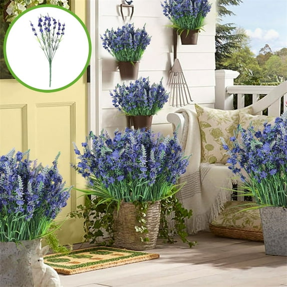 Nrmrqz Artificial Peppermint Stems - Set of 9 Realistic Fake Flowers for Wedding Decor, Home Centerpiece - 16.54" Purple/Pink/White/Blue Plastic Plants - Indoor/Outdoor Table Decorations