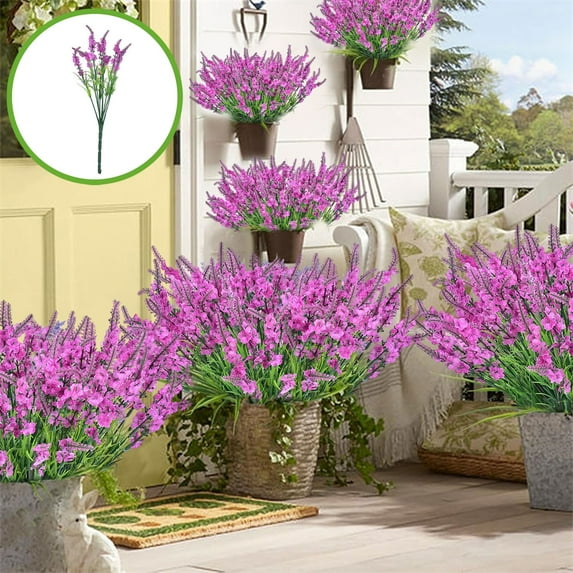 Nrmrqz Artificial Peppermint Stems - Set of 9 Realistic Fake Flowers for Wedding Decor, Home Centerpiece - 16.54" Purple/Pink/White/Blue Plastic Plants - Indoor/Outdoor Table Decorations