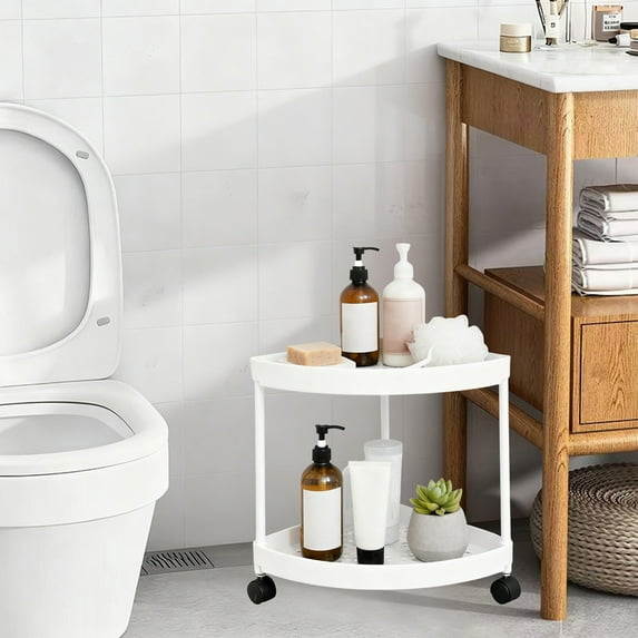 Nrmrqz Bathroom Corner Storage Shelf Rack – Plastic 32.5x28.5 cm Freestanding Toiletry Organizer for Bathroom or Living Room Use