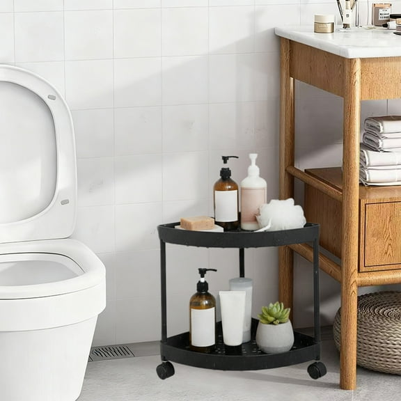 Nrmrqz Bathroom Corner Storage Shelf Rack – Plastic 32.5x28.5 cm Freestanding Toiletry Organizer for Bathroom or Living Room Use