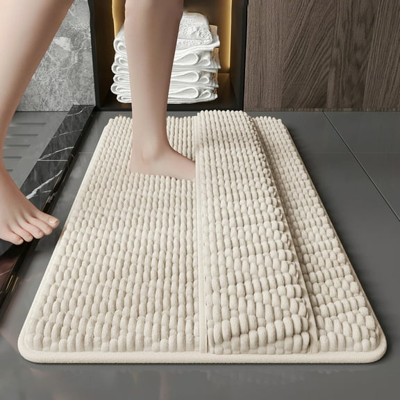 Nrmrqz Bathroom Rugs, Soft Non-Slip Bath Mat, Water Absorbent Polyester Rug, Full Wrap Design for Foot Comfort, Quick Drying, Washable, Multi-Purpose, Beige/Gray/Brown, 60x40cm