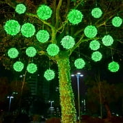 Qaailabf Christmas Decor Solar Powered Hanging Tree Lights Ball Lights Outdoor Watertight Decoration Garden Gardening Lights Christmas Day Yard Beautification