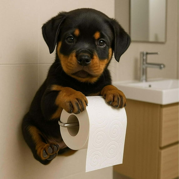 Nrmrqz Cute Dog Toilet Paper Holder | Realistic Resin Wall-Mounted Roll Holder | Funny Bathroom Decor for Dog Lovers | Includes Mounting Hardware