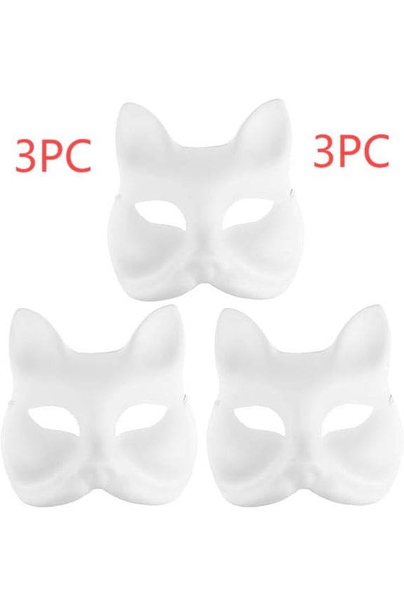 DIY Cats Mask Kit,Blank White Masks for Painting and Crafting,Ideal for Party,Includes 3/6/9 Unfinished Masks,Lightweight and Comfortable Designment for Adults