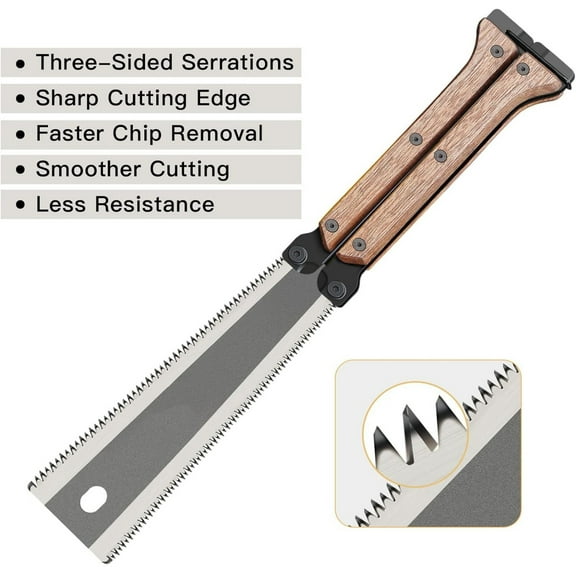 Nrmrqz Hand Saw Double-Sided Butterflies Wood Folding Saw - 10TPI Blade for Precision Carpentry & Camping Coping Saw