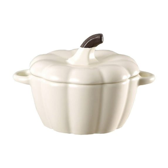 Nrmrqz Handmade Ceramic Pumpkin Bowl with Lid - Realistic Decorative Baking & Steaming Bowl | Multifunctional Kitchenware & Table Decor | High-Quality Durable Ceramic