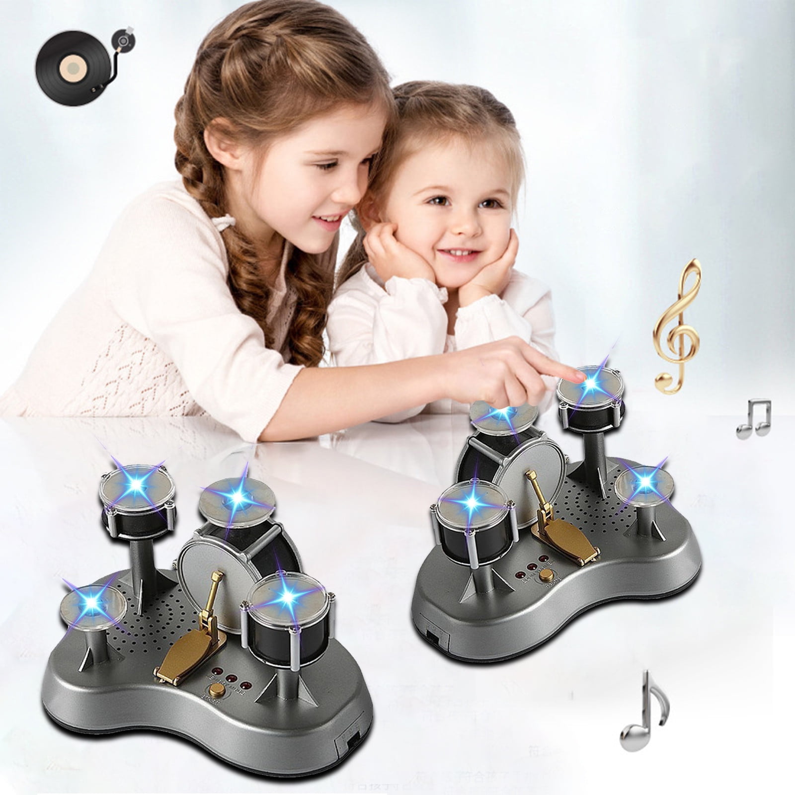 Nrmrqz Kids Drum Set Imports Electronic Mini Finger Drum Desktop Novelty Set With Sounds And Lights, Finger Tou-ch Drum, Novel Desktop Drum Kit