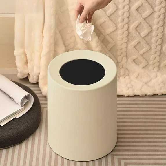 Nrmrqz Kitchen Trash Can with Lid | Modern Plastic Garbage Bin | Stylish Space-Saving Wastebasket for Bathroom, Office, Home | Multiple Colors | 31x25.2x25.2cm | 1 Piece