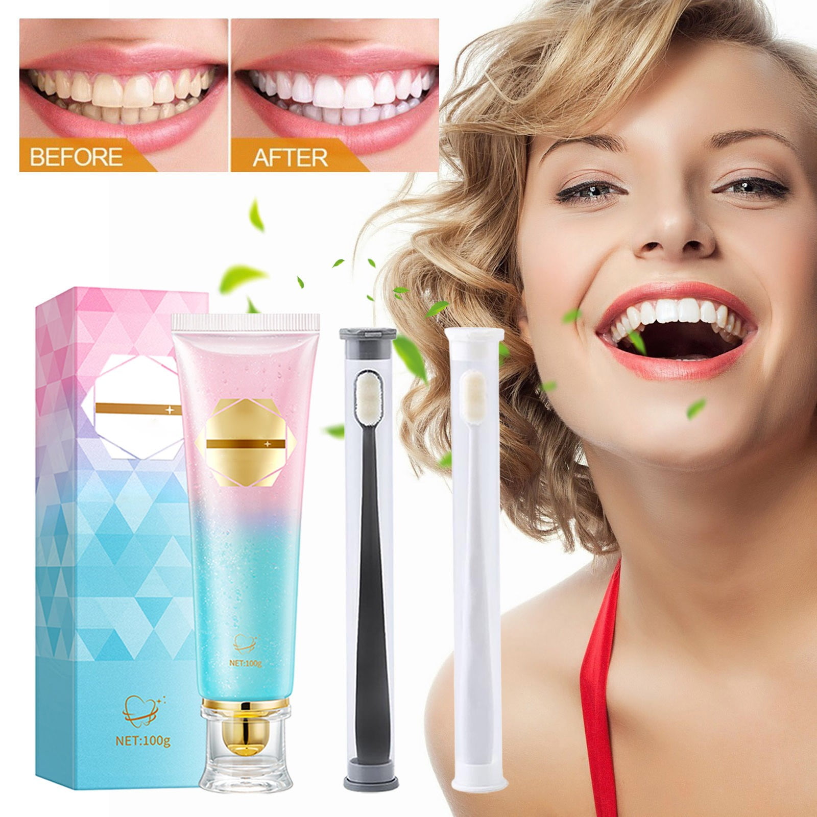 Nrmrqz Peach Mint Toothpaste for Stain Removal & Teeth Whiten - Baking ...