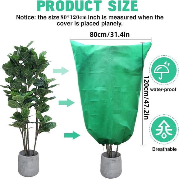 Nrmrqz Plant Protection Cover for Shrubs and Trees - 2-Pack Thick Non-Woven Fabric Winter Guard, Waterproof Windproof Covers with Zipper Closure, Ideal for Garden, Patio, Balcony Use