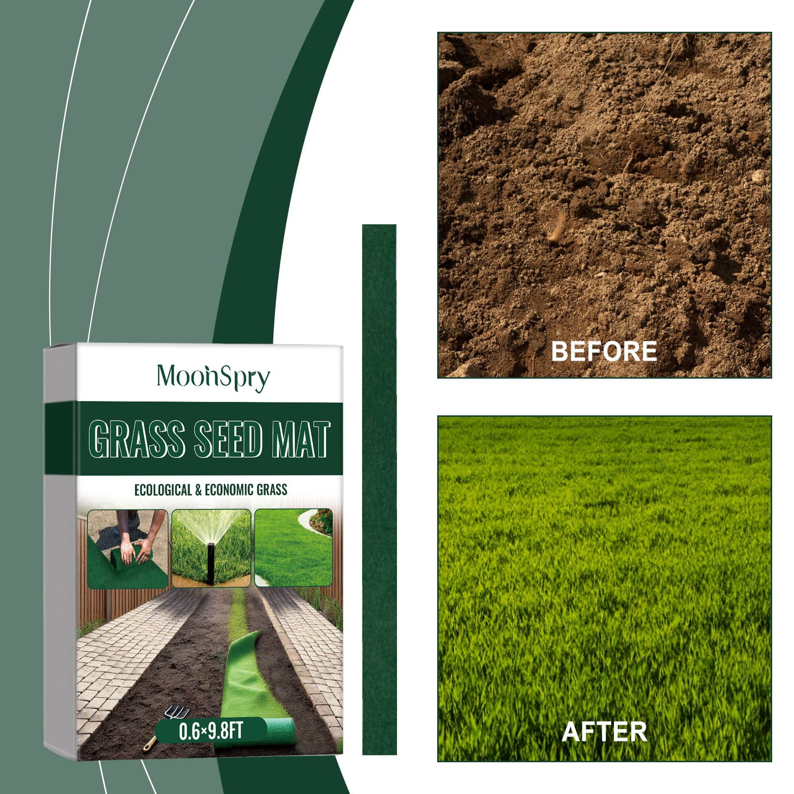 Nrmrqz Planter Pots Grass Mat Roll-On Sod for Instant Green Coverage (1.5m x 3m)