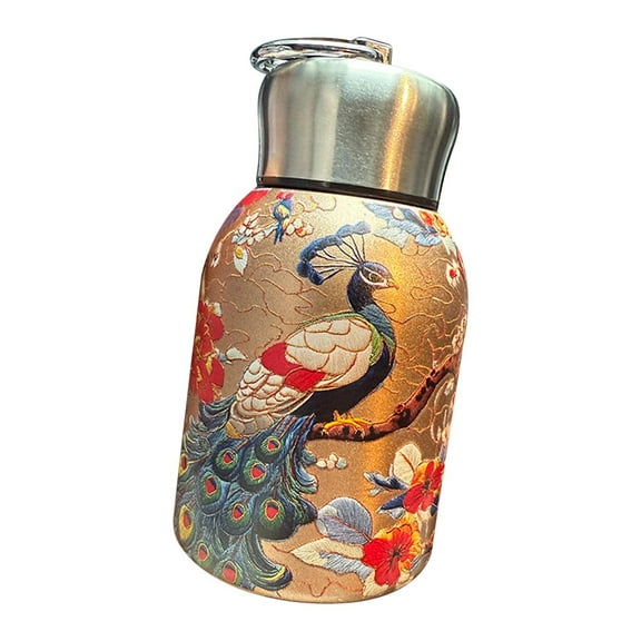 Nrmrqz Pocket Mug with Convenient Carrying Ring Small Thermal Insulated Tumbler with Carry Handle 300ml Leakproof Lightweight for Car Outdoor Queen Pocket Cup Easy to Clean Double Wall Stainless Steel