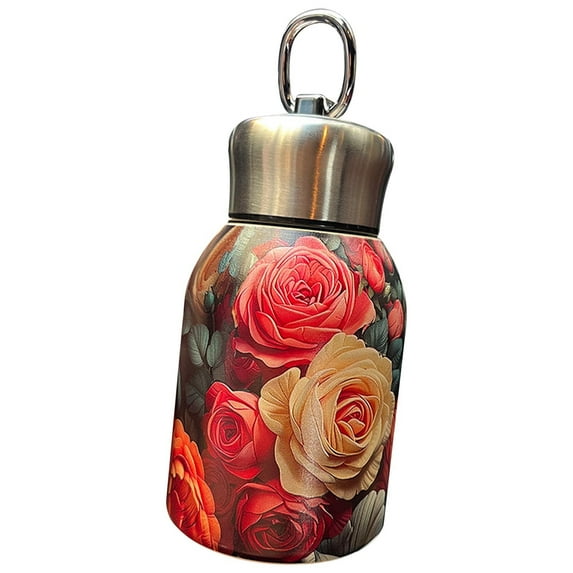 Nrmrqz Pocket Mug with Convenient Carrying Ring Small Thermal Insulated Tumbler with Carry Handle 300ml Leakproof Lightweight for Car Outdoor Queen Pocket Cup Easy to Clean Double Wall Stainless Steel