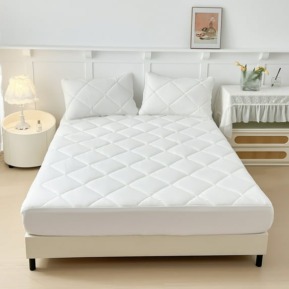 Nrmrqz Queen Waterproof Mattress Cover Polyester-Cotton Fitted Sheet, Breathable Bedding for All Seasons Mattress Cover