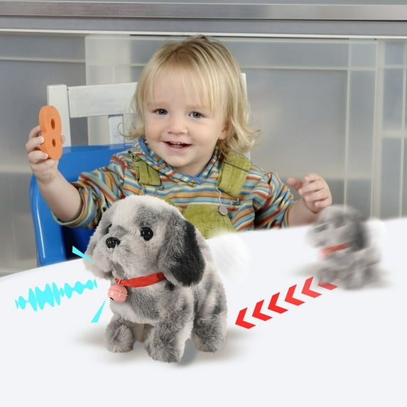 Nrmrqz Realistic Robot Puppy Toy - Interactive Walking, Barking Dog with Tail Wagging - Soft Mini Robotic Pet - Great Gift for Christmas & Birthdays - Includes 1 Stuffed Dog (Batteries Not Included)