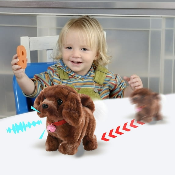 Nrmrqz Realistic Robot Puppy Toy - Interactive Walking, Barking Dog with Tail Wagging - Soft Mini Robotic Pet - Great Gift for Christmas & Birthdays - Includes 1 Stuffed Dog (Batteries Not Included)