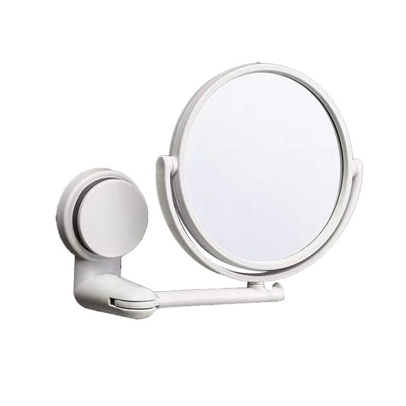 Nrmrqz Suction Cup Makeup Mirror | Foldable Wall Mounted Bathroom Mirror | 1X/3X Magnification | No Drilling Installation | White Glass Mirror | 18x17.5x7cm