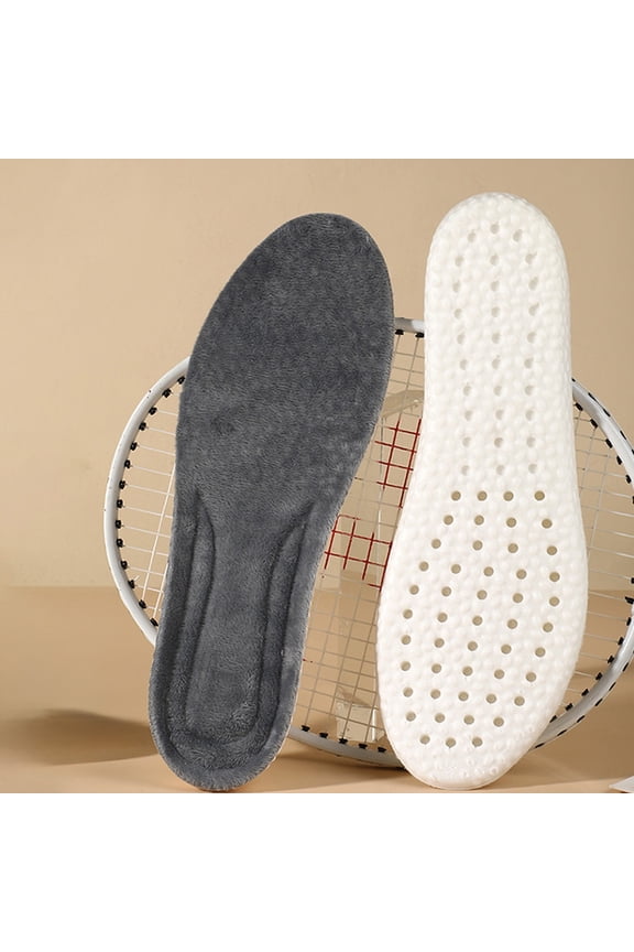 Thermal Wool Insoles with Airflow Vents | High Resilience Warm Cushion for Winter Boots & Hiking Shoes | Cold Weather Protection | 1 Pair Gray Insoles