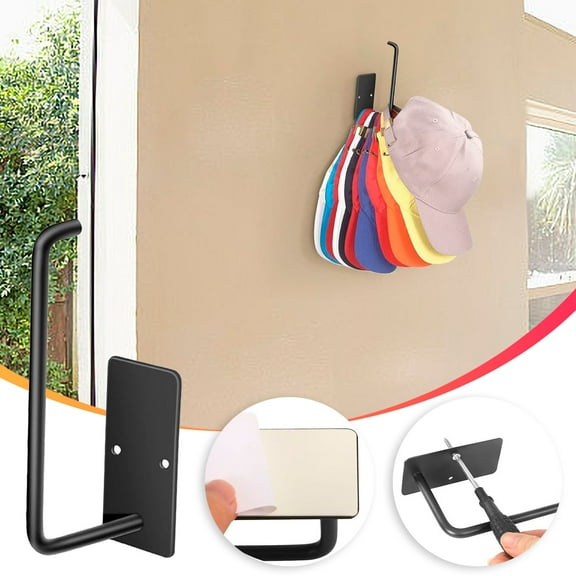 Nrmrqz Wall Mount Hat Storage Hooks Metal 6-Inch Bracket with 10 lb Capacity, Rustproof Organizer for Baseball Caps, Bedroom or Closet Use