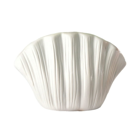 Nrmrqz White Hydroponic Shells Vase - Imitation Ceramic Plastic Flower Vase | 7.48" x 4.72" x 3.94" | Water Storage Decorative Vase for Plants & Cut Flowers