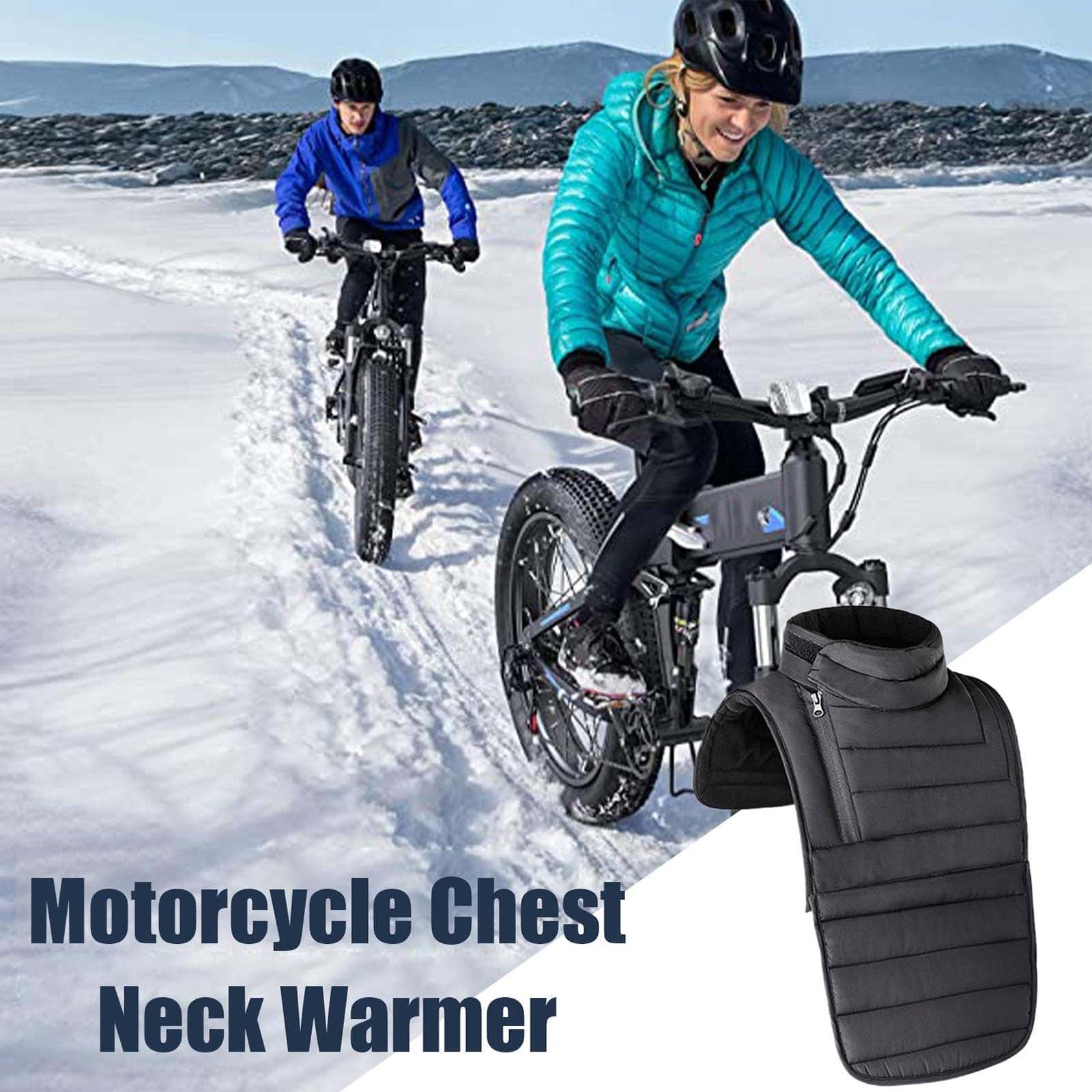Nrmrqz Winter Motorcycle Neck Warmer & Chest Protector With Detachable Design - Windproof Fleece Cotton Thermal Guard Reflective Safety Strip Unisex Cold Weat