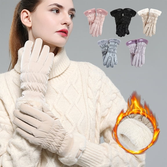 Nrmrqz Women's Winter Touchscreen Gloves | Thickened Velvet Lining, Windproof & Cold Proof | For Cycling, Skiing & Outdoor Activities | Includes 1 Pair