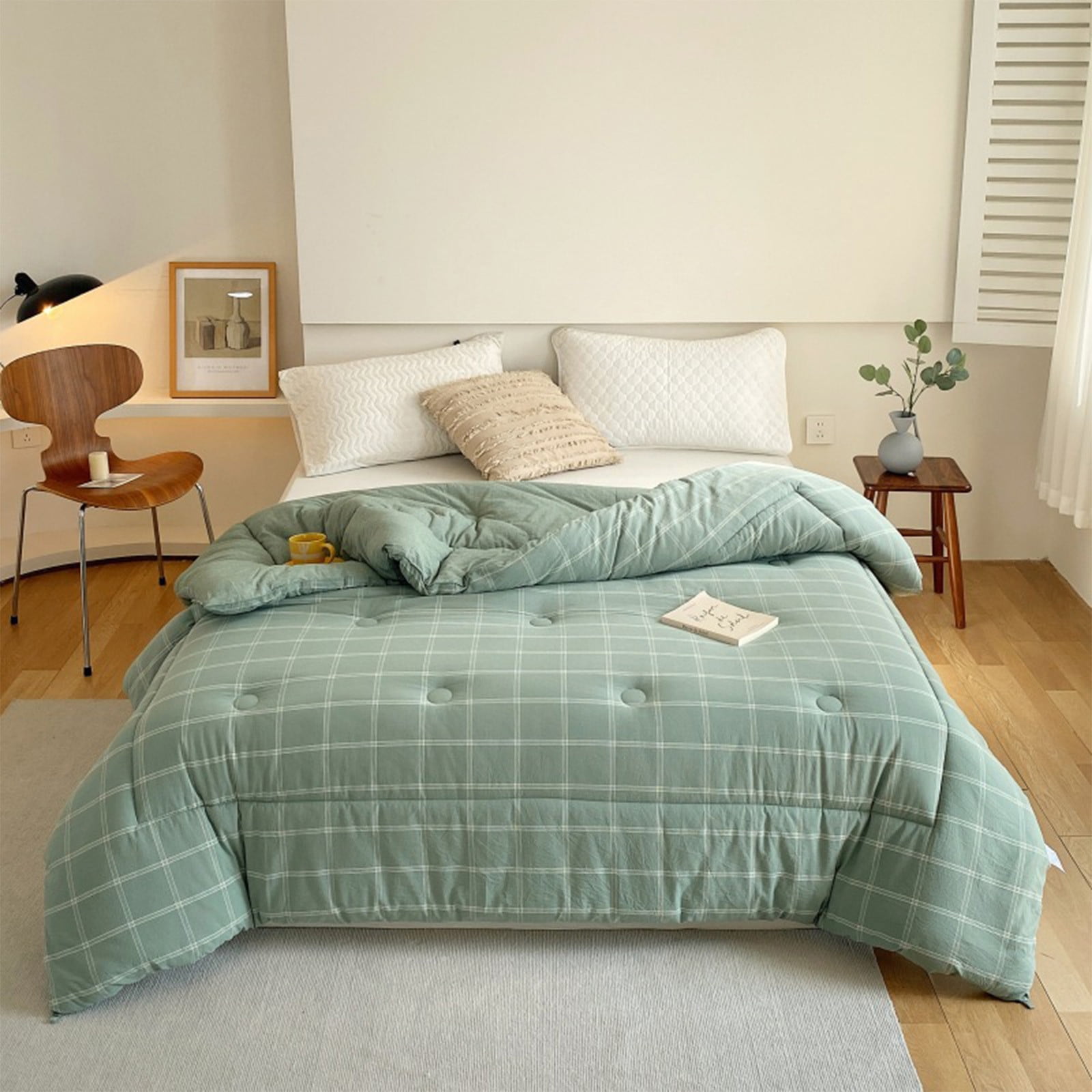 Nrmrqz thick fuzzy blanket Jumbo soy Fiber Summer Quilt, 200x230cm (78.74x90.55in) Lightweight Bedspread for Hot Sleepers, All-Season cool Comforter, 5 Colors (Gray/Blue/Multicolor)