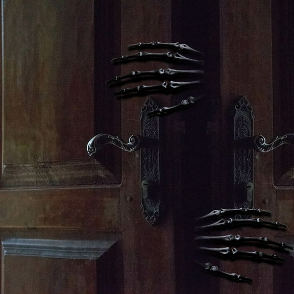 Nrmvnmi 1 Pairs Halloween Skeleton Hands Plastic Hand Skeleton Model for Halloween Decoration Terror Scary Props(As Shown)