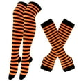 thumbnail image 1 of Nrmvnmi 1 Set Glove Stripe Stockings Womens Girls Over Knee High Socks Leg Arm Warmer Fingerless Gloves Set Tube Clothes Warm Gloves Socks 2024 Fall Winter Fashion Gloves Sets, 1 of 1