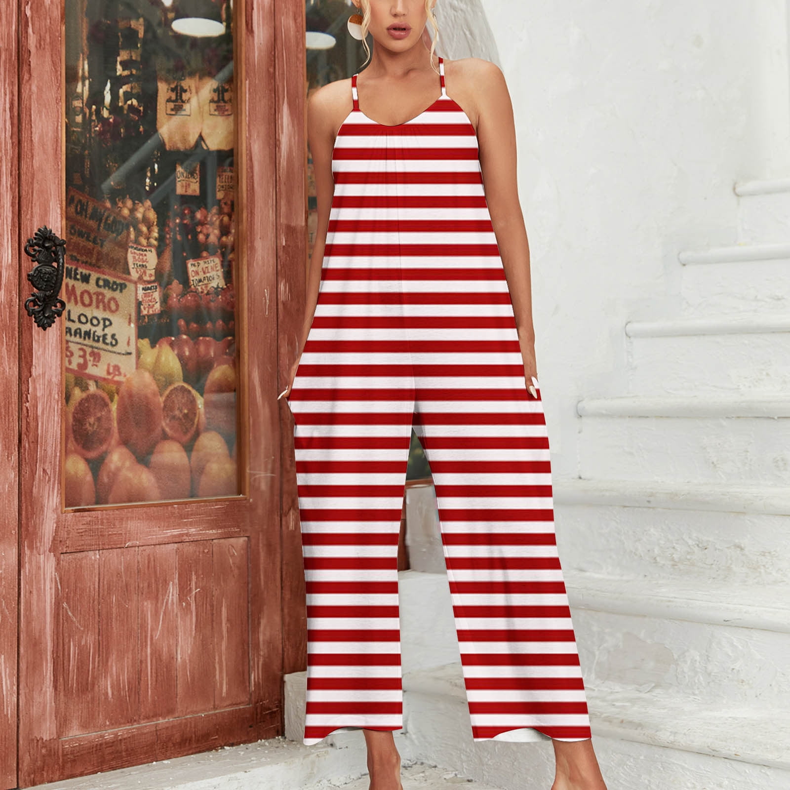 Nrmvnmi 2024 Jumpsuits for Women Casual Summer Rompers Sleeveless Loose